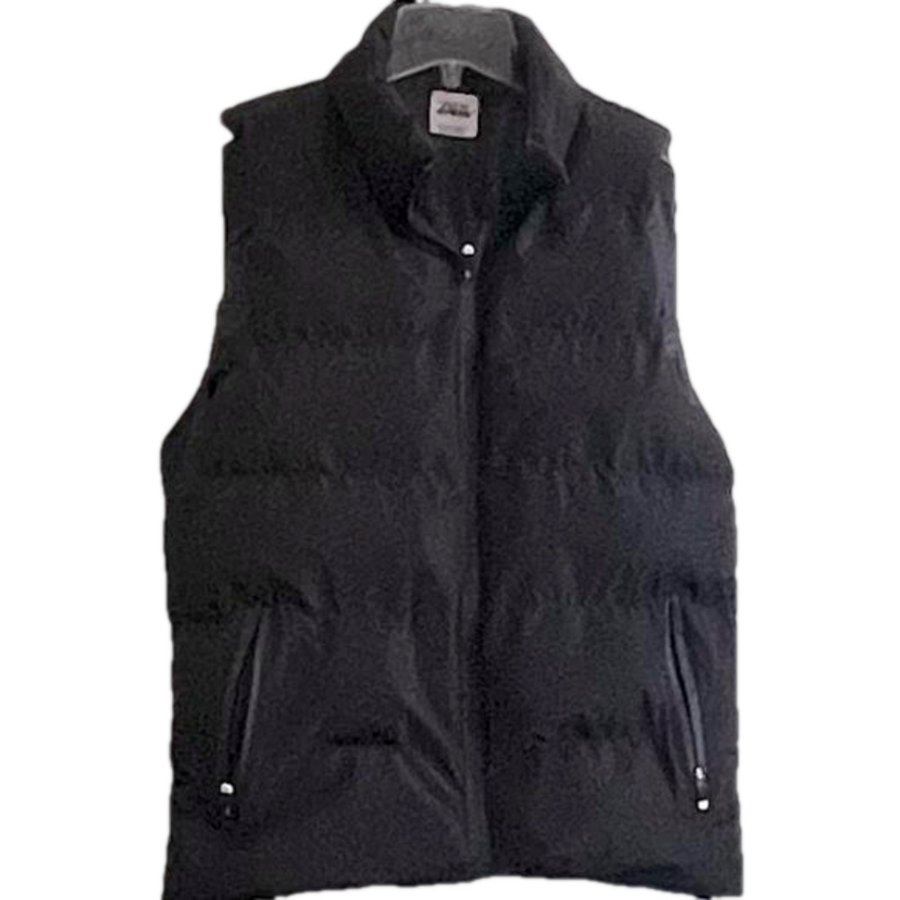 Zara puffer vest black zip pockets longer medium